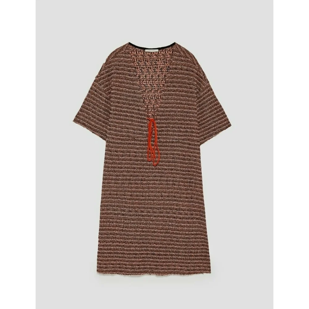 ZARA // soft knit front tie plunge mini dress